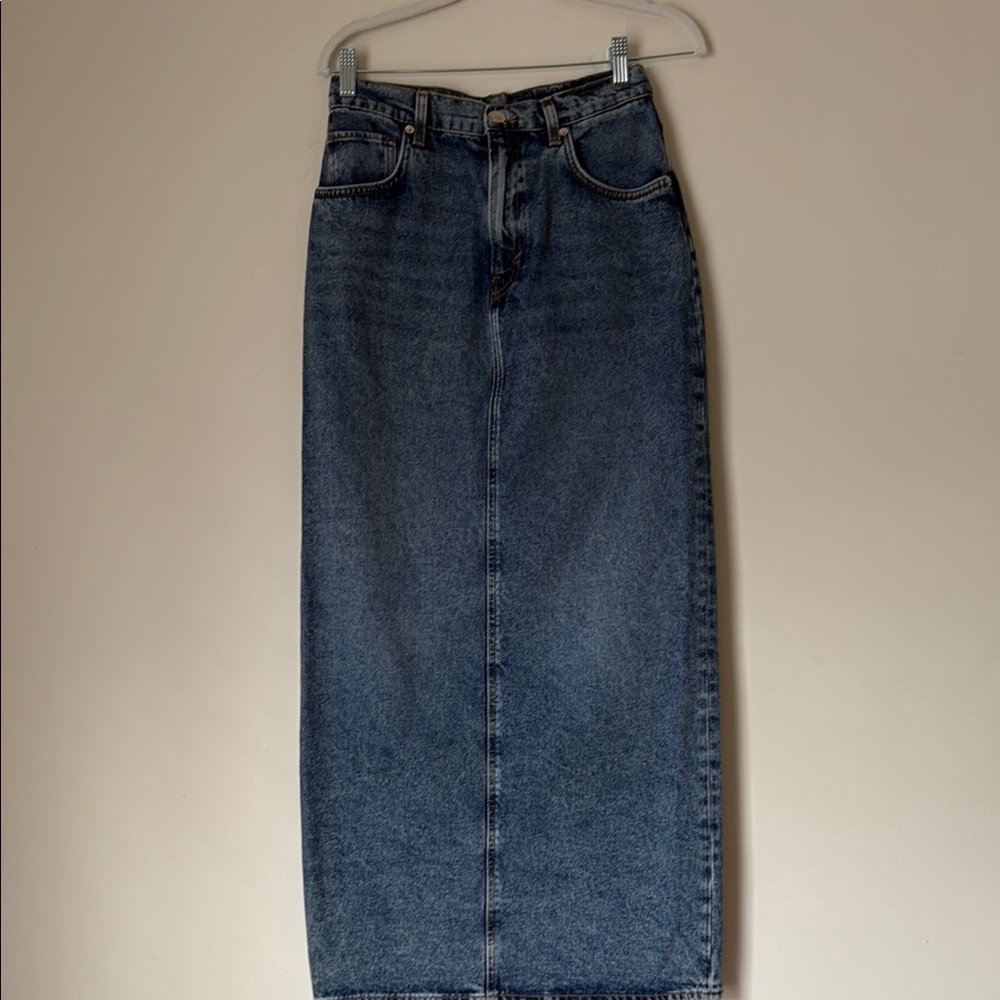 H&M Blue Pencil Skirt with Vintage Denim Look - Picture 1 of 5